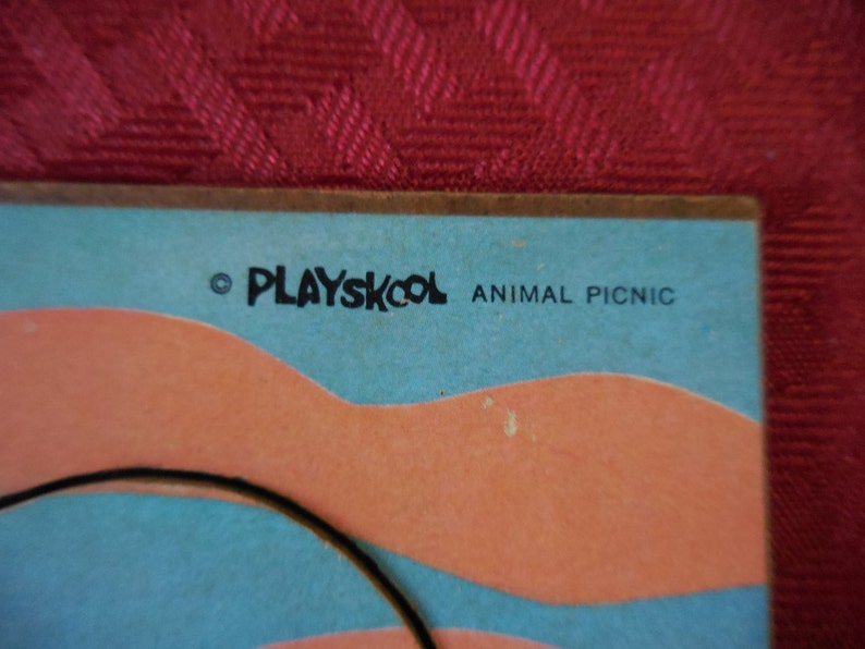 Vintage 1950s to 1960s Playskool Picture Puzzle Kids Children Animal Picnic Printed in USA Bunny RabbitFoxRaccoon 6 Large Pieces