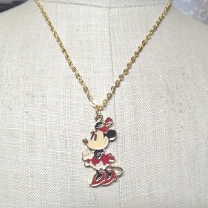 Vintage Little Girl’s Disney Necklace Choice’: Snow White, Minnie Mouse, Bambi, Gold Tone, 1970s image 1