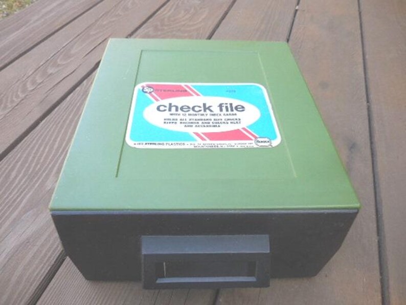 Vintage Lime Green Check File Box, Plastic With Slide Out Drawer, 1970s ...