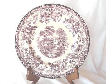 Vintage Purple Transferware Dinner Plate, Tonquin, England