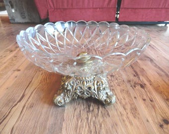 Vintage Cut Crystal Compote Bowl with Optional Crystals