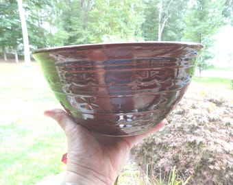 Vintage Mar-Crest Daisy Dot Bowl, Brown Stoneware, 1950s