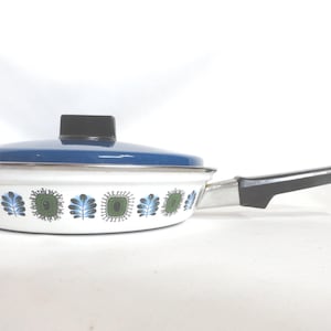 Vintage Austria Email Frying Pan, Blue & Green Enamel, 1960s-70s