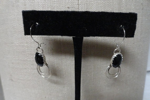 Vintage Women's Oval Onyx Stone & Sterling Silver… - image 1