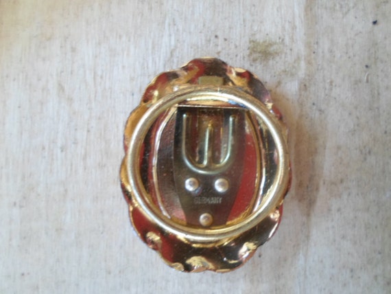 Vintage German Scarf Clip Mother of Pearl Leaf Pattern MOP