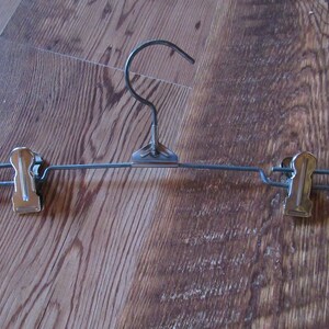 Vintage All Metal Wire Hanger Swivel Hook Two Chrome or Aluminum Clips 1940s 1950s Pants Skirts Clothing Hanger Reuse Repurpose Calendar image 2