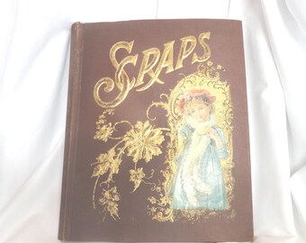 Antique Scrapbook, Gold Lettering, Scrapbook, 1800s-1900s, Full Ephemera