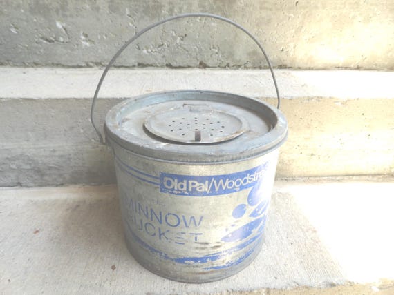Vieux Seau à Appât En Aluminium Pour La Pêche En Eau Douce - Vintage USA