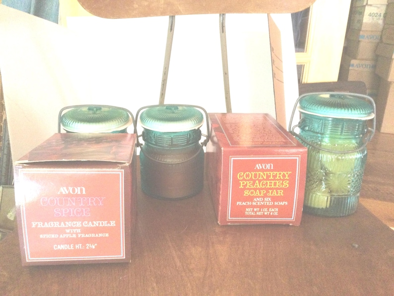 Vintage Avon Aqua Glass Jar with Wire Bail, Choice, Candle, Soaps image 5