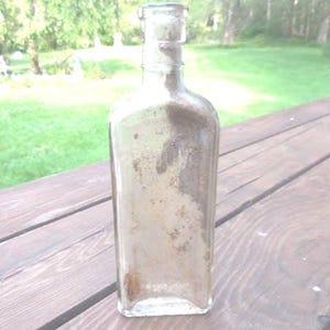 Vintage Bontone Clear Glass Bottle Plant Rooting Cork Top Large Embossed Dug up Bottle