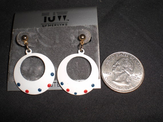 Vintage Women's Red White & Blue Polka Dotted Ear… - image 2