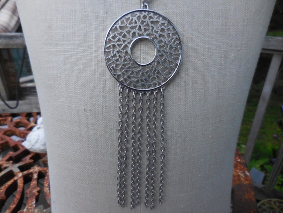 Vintage Women's Long Silver Tone Chain Necklace L… - image 4