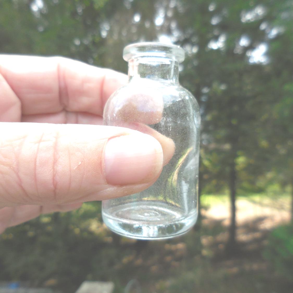 Vintage Tiny Glass Bottle for Crafting, Clear, 1960s-70s, No