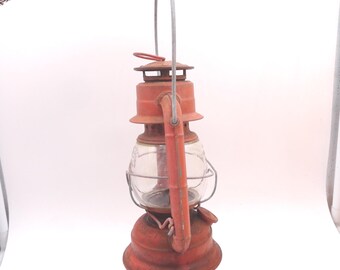 Vintage Dietz Comet Lantern, Small, Faded Red, Hanging, Indoors