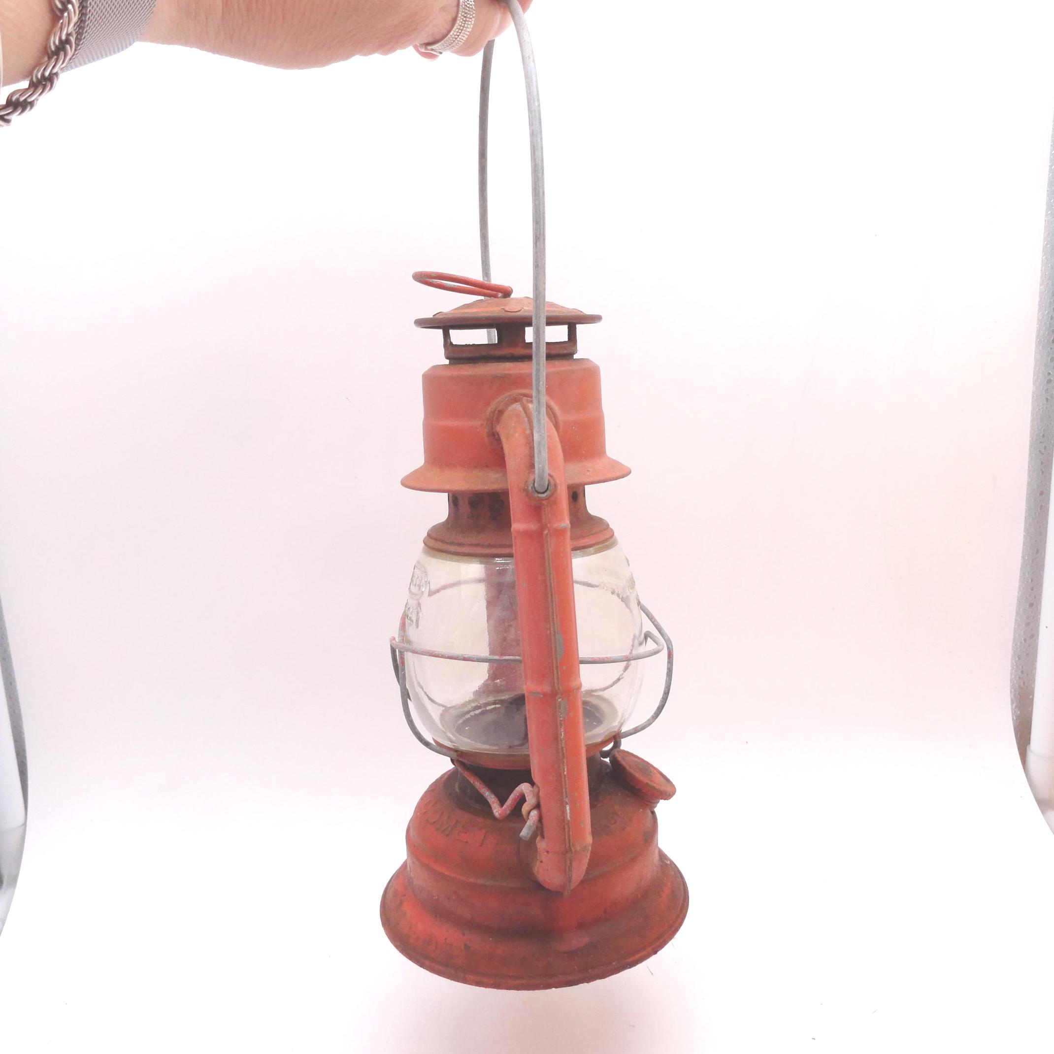 Vintage Dietz Comet Lantern, Small, Faded Red, Hanging, Indoors