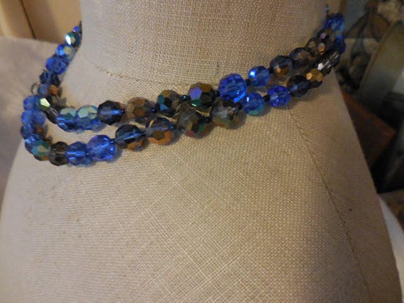 Vintage Women's Marvella Blue & Gray Necklace Dou… - image 5