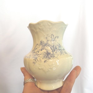 Antique E.P.P. Co. Blue Transferware Floral Vase or Bowl Pottery Floral 1880s-1900s Ironstone