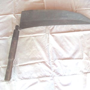 Antique Hay Knife Tool Primitive Farming Rusty Wood Handle Display Hand Farm Tool Country Farmhouse 1800s 1900s