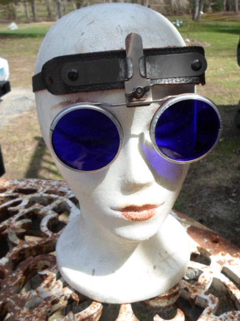 Antique 1890s to 1920s Cobalt Blue Eyeglasses Safety/welding Etsy
