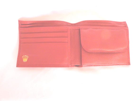 Vintage Rolex Red Leather Ladies Wallet Serial Number Gold Accent