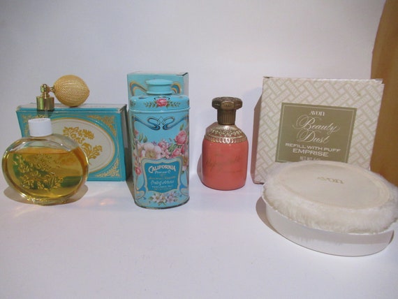 Vintage Women s Avon Trailing Arbutus Talc 1970s Patchwork