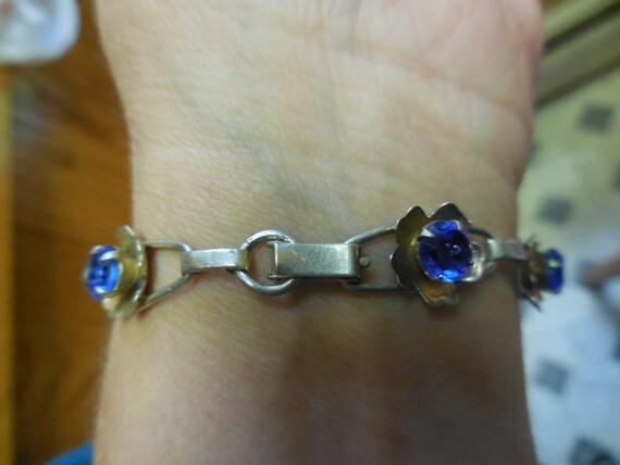Vintage Women's Sterling Silver Bracelet Blue Pro… - image 5