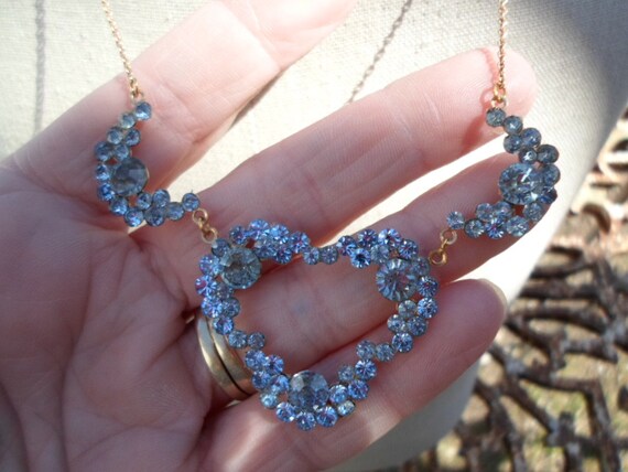 Vintage Women's Light Blue Rhinestones Necklace S… - image 3