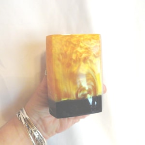 Vintage Catalin Pencil Holder, Lava Flow, TOTO, Marbled Look, Home Decor, Triangular, 1960s