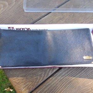 Cartera vintage de cuero negro Hickok para hombre, cartera para hombre NOS, estilo retro de película, plegable, elegante, de los años 60 a 80, nueva en caja.