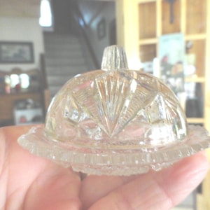 Vintage Miniature Glass Butter Server Clear or Milk Glass Cheese Dish Little Small Domed Tiny Ring Holder Choice 1940s to 1960s