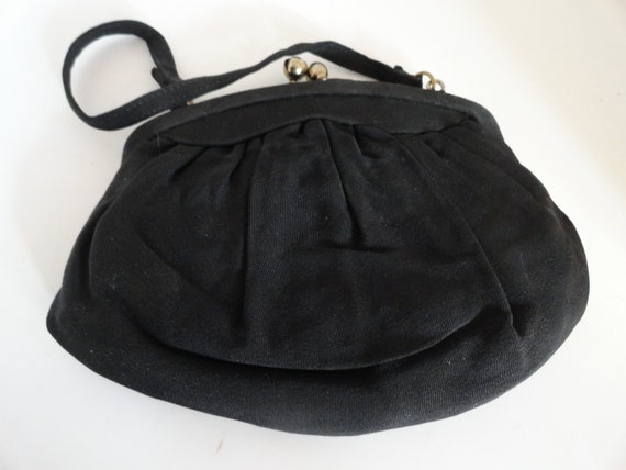 Vintage Women's Garay Small Black Fabric Purse Rh… - image 4