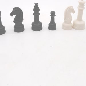 Vintage Chess Pieces, Plastic, Black and White Game Pieces