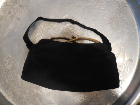 Vintage Women's Black Garay Fabric Purse Gold Ton… - image 5