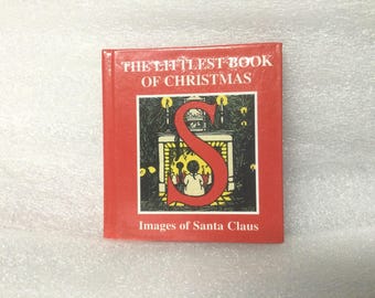 Vintage Miniature Christmas Book, Images of Santa Claus, 1990s, Germany