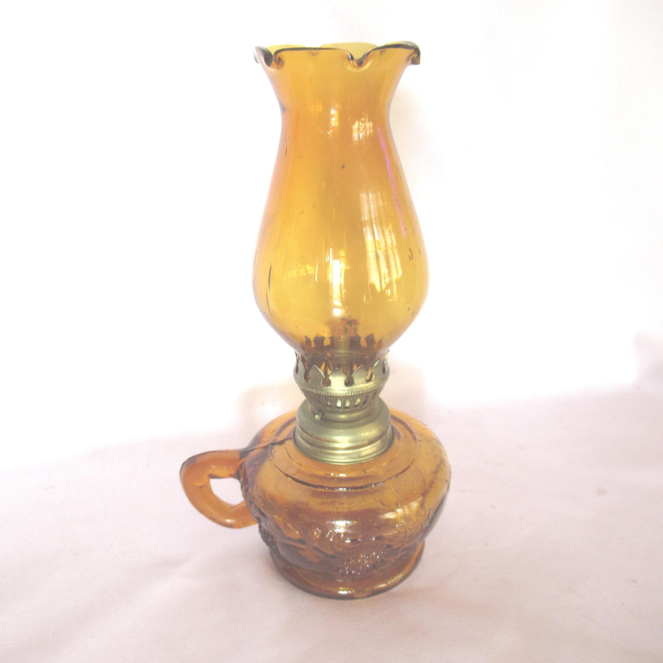 Vintage Mini Hurricane Oil Lamp, Kerosene, Finger Hold, 1960s-70s