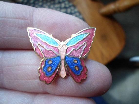 Vintage Women's Small Cloisonne Butterfly Pin Col… - image 4