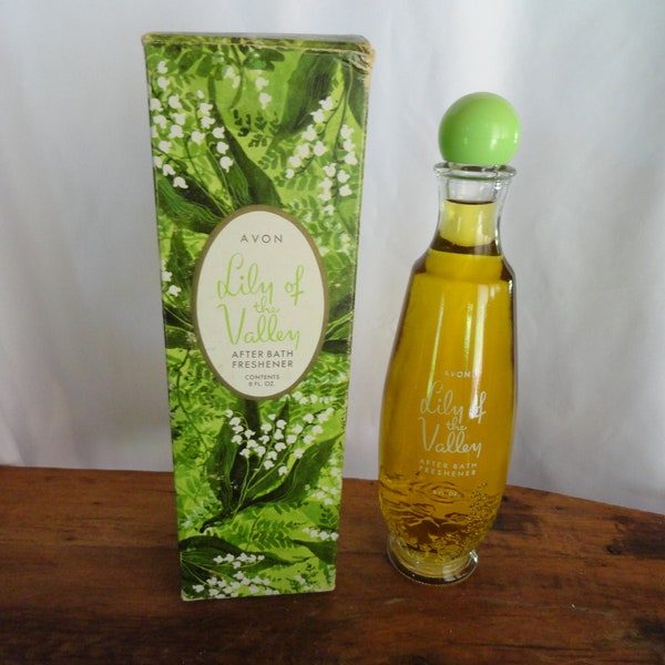 Vintage Women's Avon Lily of the Valley Ladies After Bath Freshener 1960s Ladies Scented Bath Splash NIB Scented Bath Glass Bottle Retro