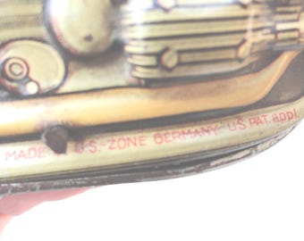 Vintage German Technofix G.E. 255 Motorcycle Tin Toy, Metal Wind
