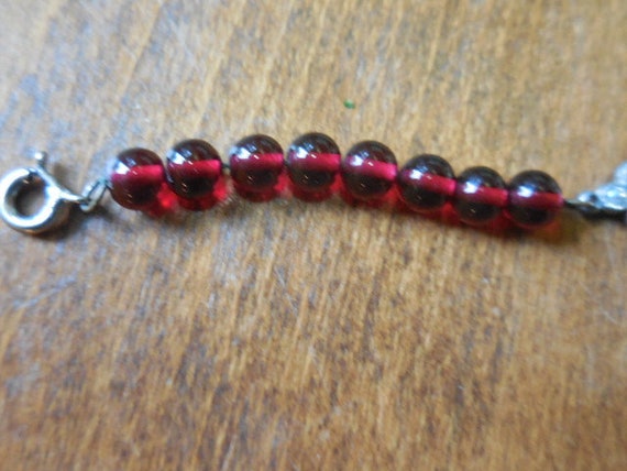 Vintage Women's Bracelet Silver Tone Red Glass or… - image 5