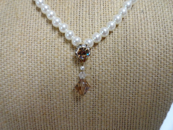 Vintage Women's White Faux Pearl Crystal & Rhines… - image 10