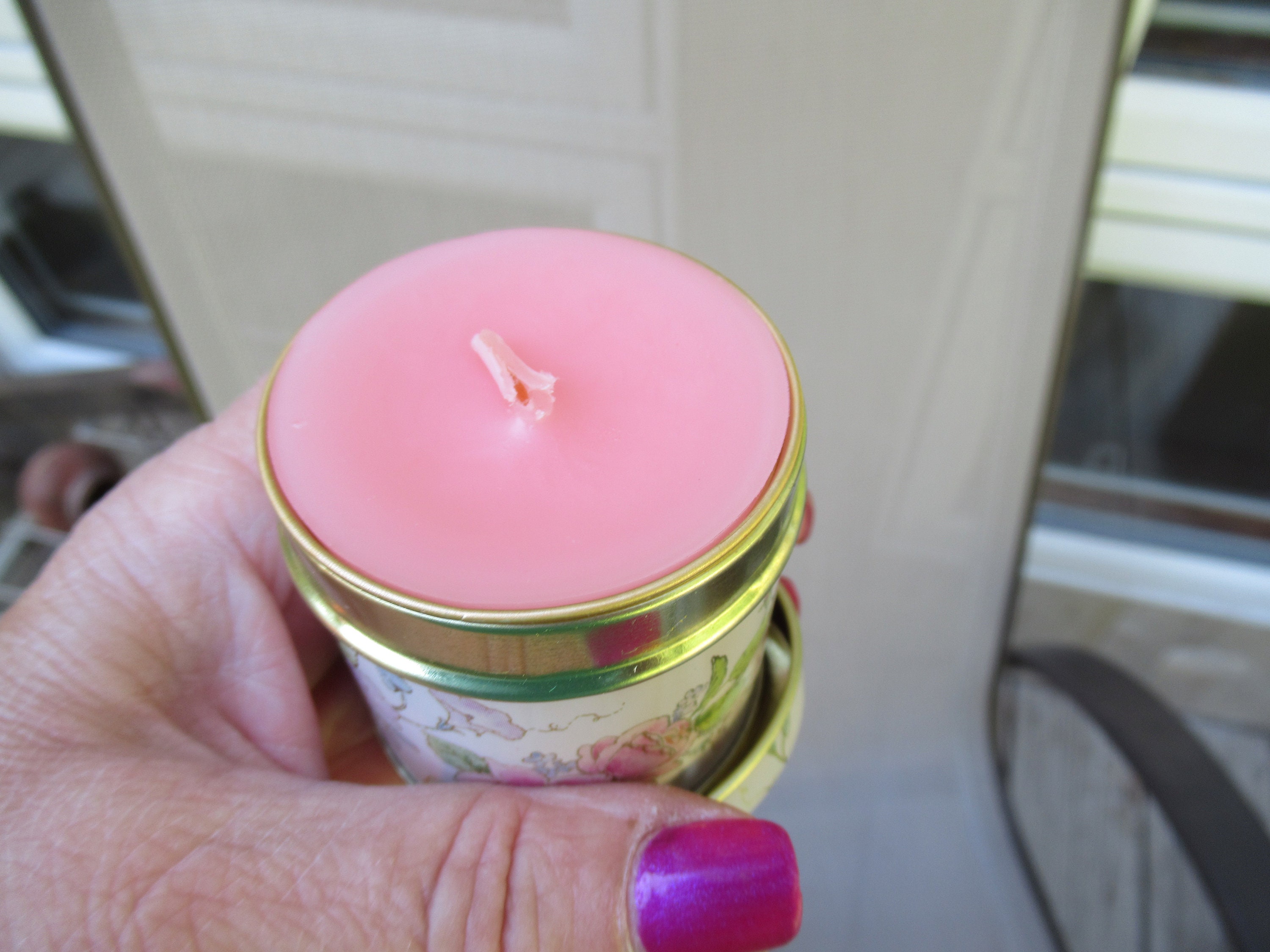 Candles & Holders Pink Ribbon Candle Avon Candle Candle in Glass Pink