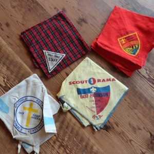 Vintage BSA Neckerchief Boy Scouts of America Staff Kerchief Boys Choice Yellow Red Staff Norshoco Reservation Catholic 1950s 1960s