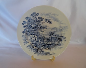 Vintage Wedgwood & Co. Countryside Blue and White Plate England Cottage Chic Small Display Transferware Single Dessert or Luncheon Plate