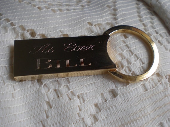 Vintage Men's Bill Brass Keychain Fob Engraved wi… - image 1