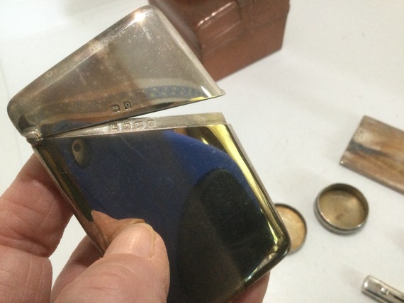 Antique Women's Silver Toiletry Set Leather Case … - image 6