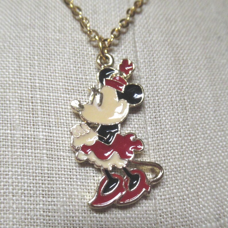 Vintage Little Girl’s Disney Necklace Choice’: Snow White, Minnie Mouse, Bambi, Gold Tone, 1970s image 5