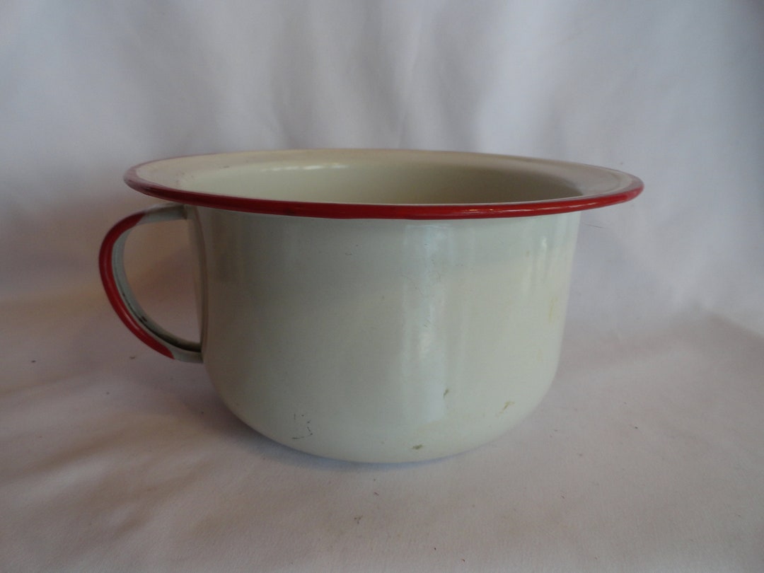 Vintage 1930s to 1950s White & Red Enamel Piss Pot/chamber Pot Etsy