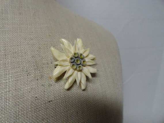 Vintage Women's Small Celluloid Eidelweiss Flower… - image 3