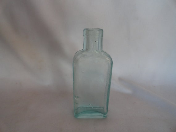 Antique 1890s 3 in 1 Oil Little Tiny Aqua Colored Bottle Small