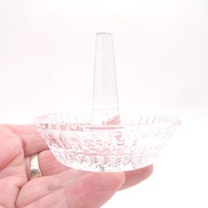 Vintage Crystal Ring Dish Holder, Clear Pinwheel, Etched Bottom image 7